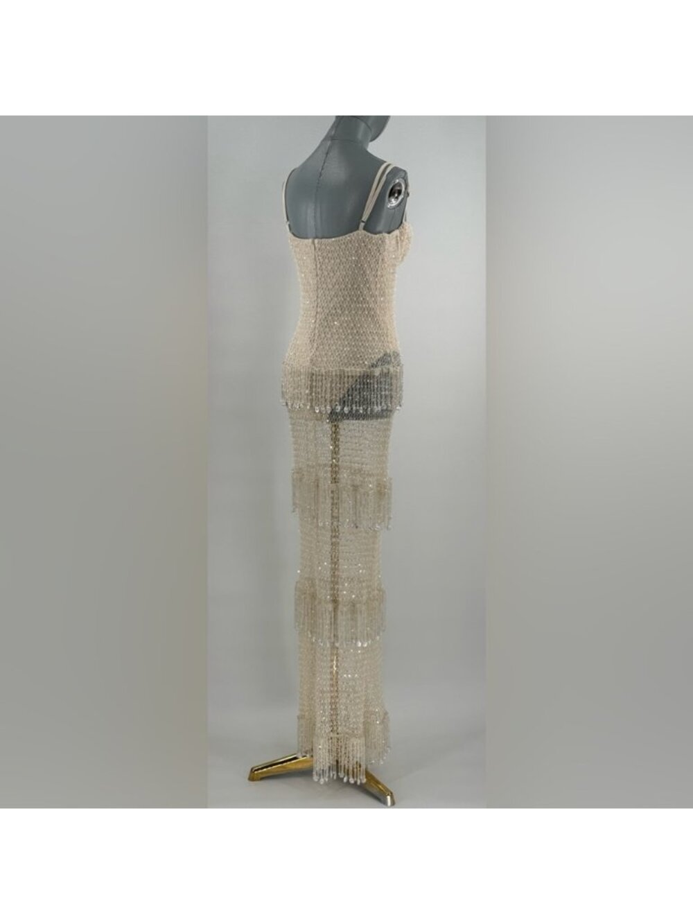 🆕 PATBO 🧿 NWOT Crochet Bloom Beaded Tiered Maxi Dress, Off White - Sz 12 BR44 - Picture 8 of 16